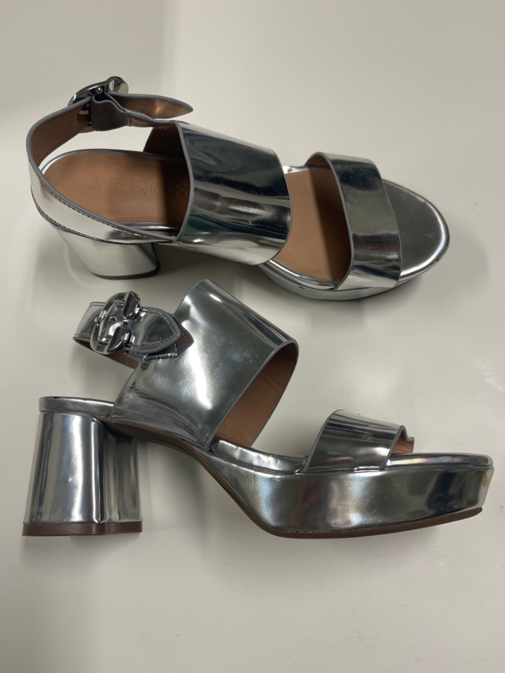 Aerosoles Silver Block Heel Sandals